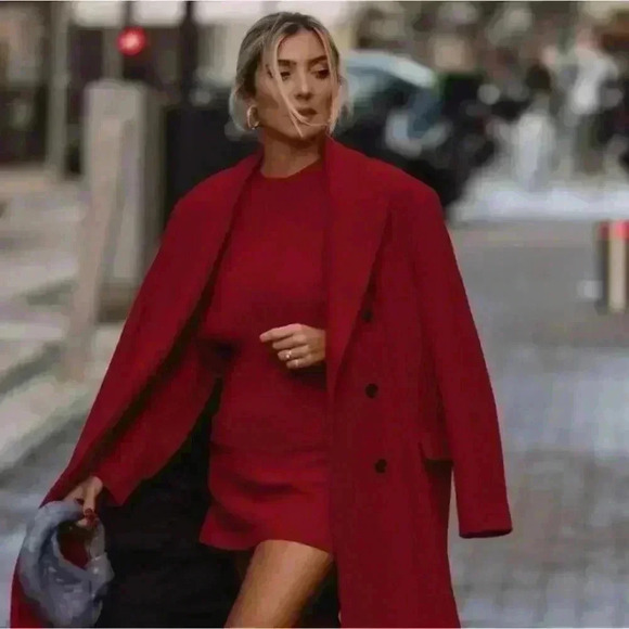 ✨SALE Zara Double Breasted Wool Blend Coat Manteco Size M - Picture 3 of 11